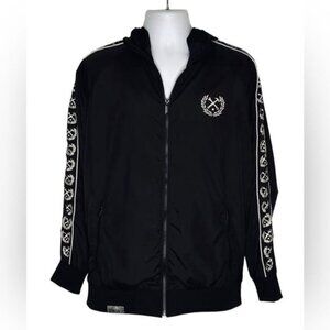 Dixxon Flannel Co. Waterfront Men's Black & White Hooded Windbreaker Jacket Sz M